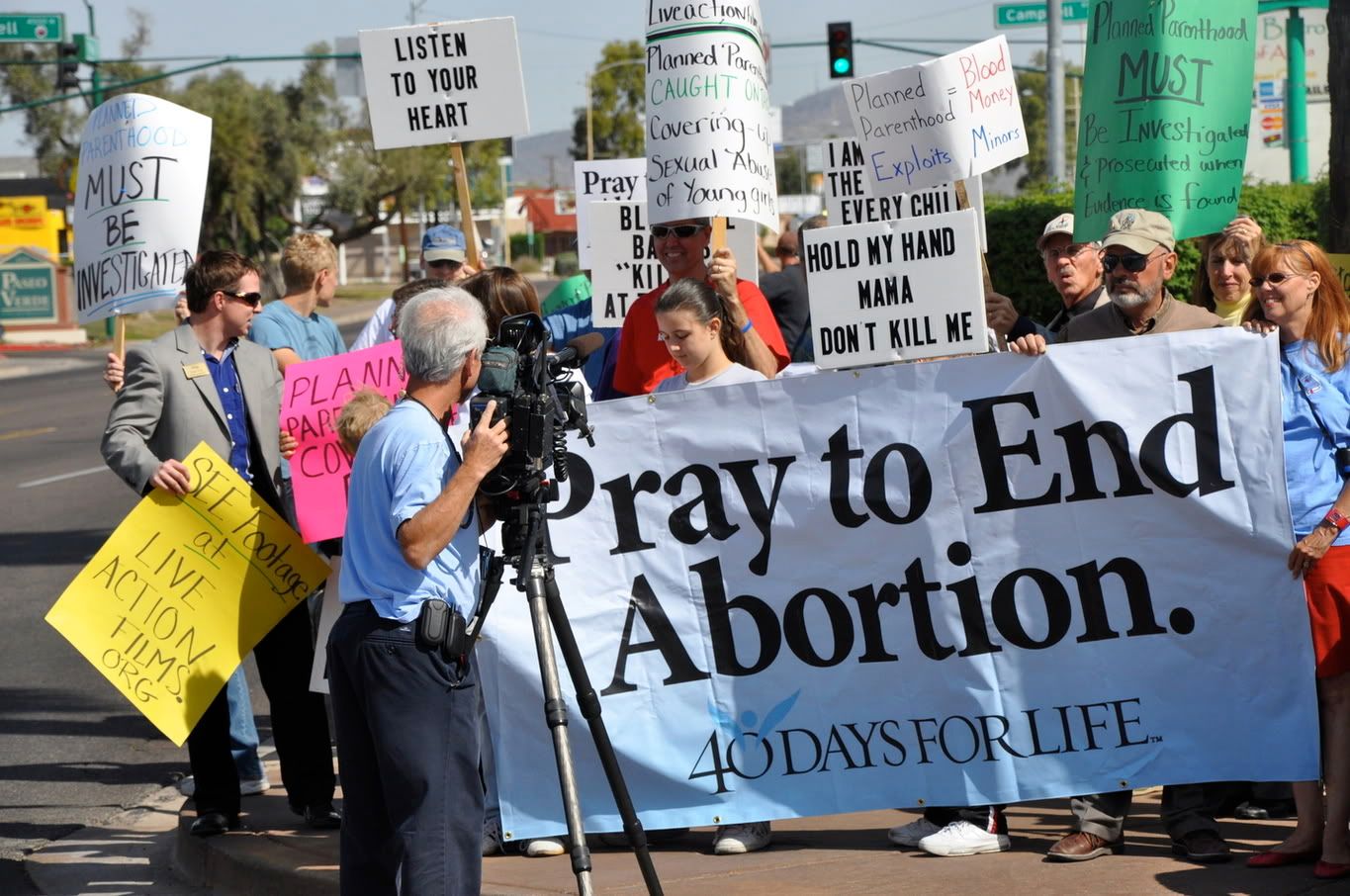 Channel 5 takes footage of AZRTL's Protest at Planned Parenthood 3/29/09