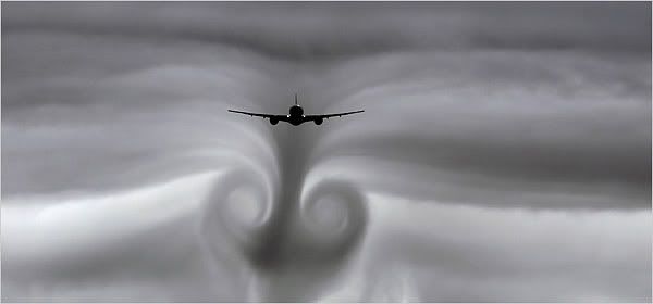 Wake Turbulence captured in this photo of a British Airways flight