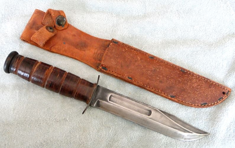 WWII WW2 USMC KABAR Fighting KNIFE with ORIGINAL Leather SHEATH! NR eBay