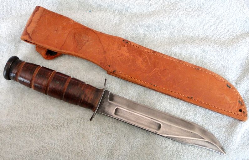 WWII WW2 USMC KABAR Fighting KNIFE with ORIGINAL Leather SHEATH! NR eBay