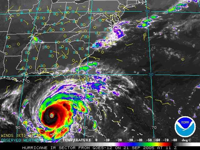 9-21-05 Hurricane Rita tracking map Pictures, Images and Photos