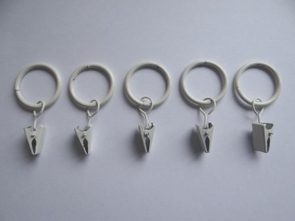 10 X METAL CURTAIN POLE RINGS WITH CROCODILE CLIPS ROD VOILE SHOWER 5