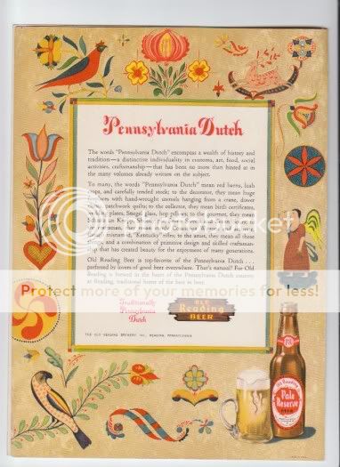 Old Reading Beer Menu Cover PA Dutch Vintage  