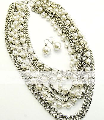 Victorian Pearl Chain Necklace Set (FREE CHUNKY RING)  